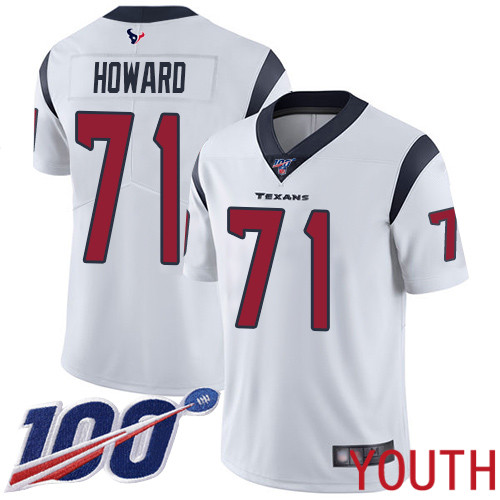Houston Texans Limited White Youth Tytus Howard Road Jersey NFL Football 71 100th Season Vapor Untouchable